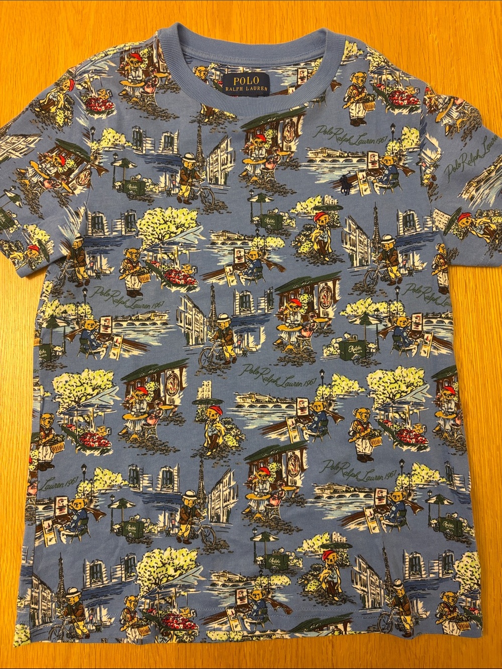 🐻 Polo by Ralph Lauren Paris Bear Blue Short-Sleeve Tee - Size 7 🐻